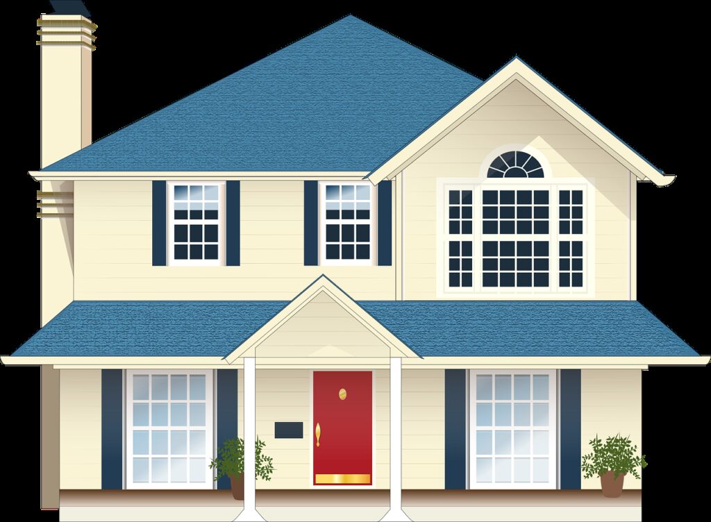 house, residence, blue
